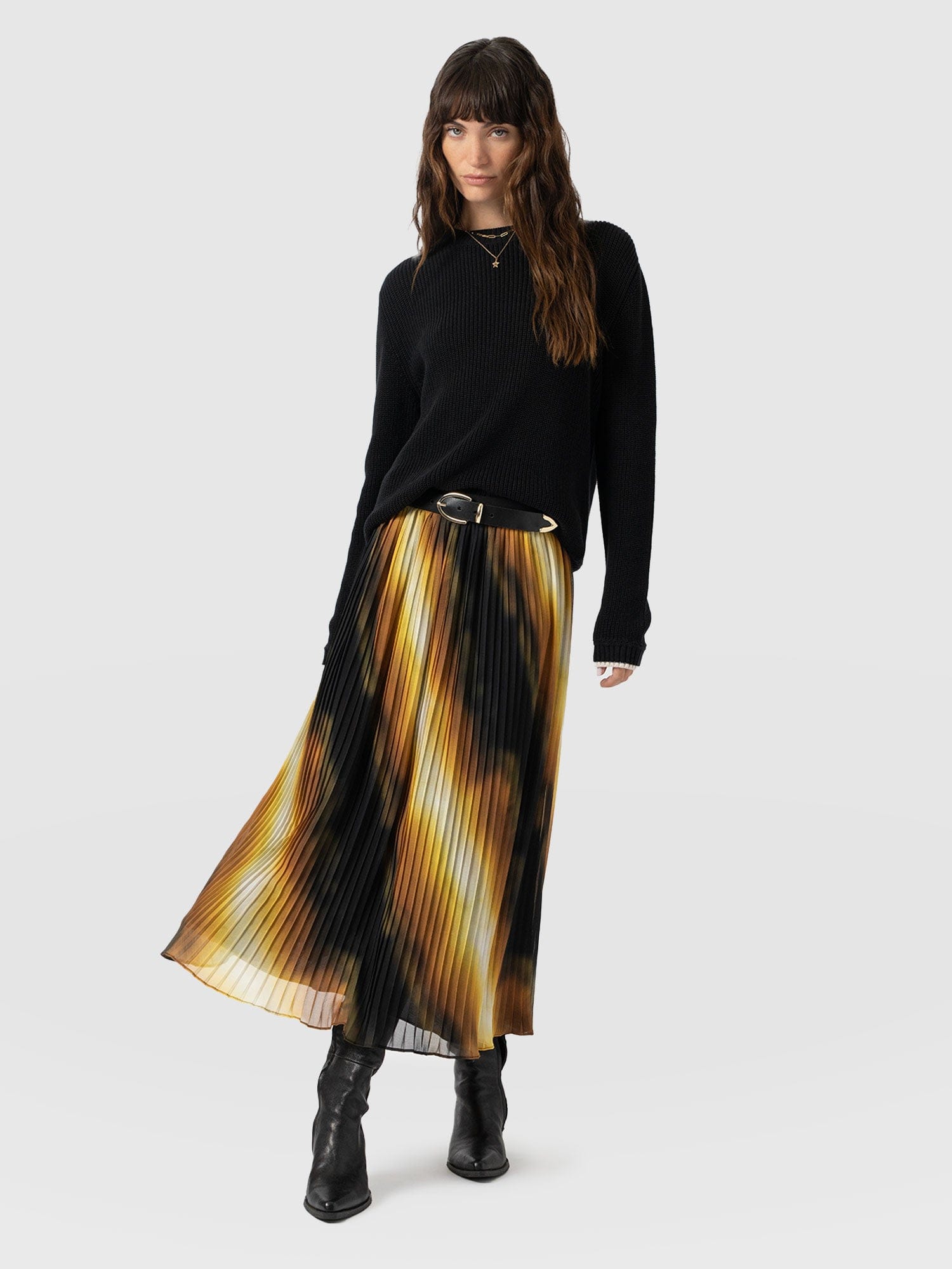 Aria Pleated Skirt - Yellow Gradient - Women's Skirts | Saint + Sofia® USA